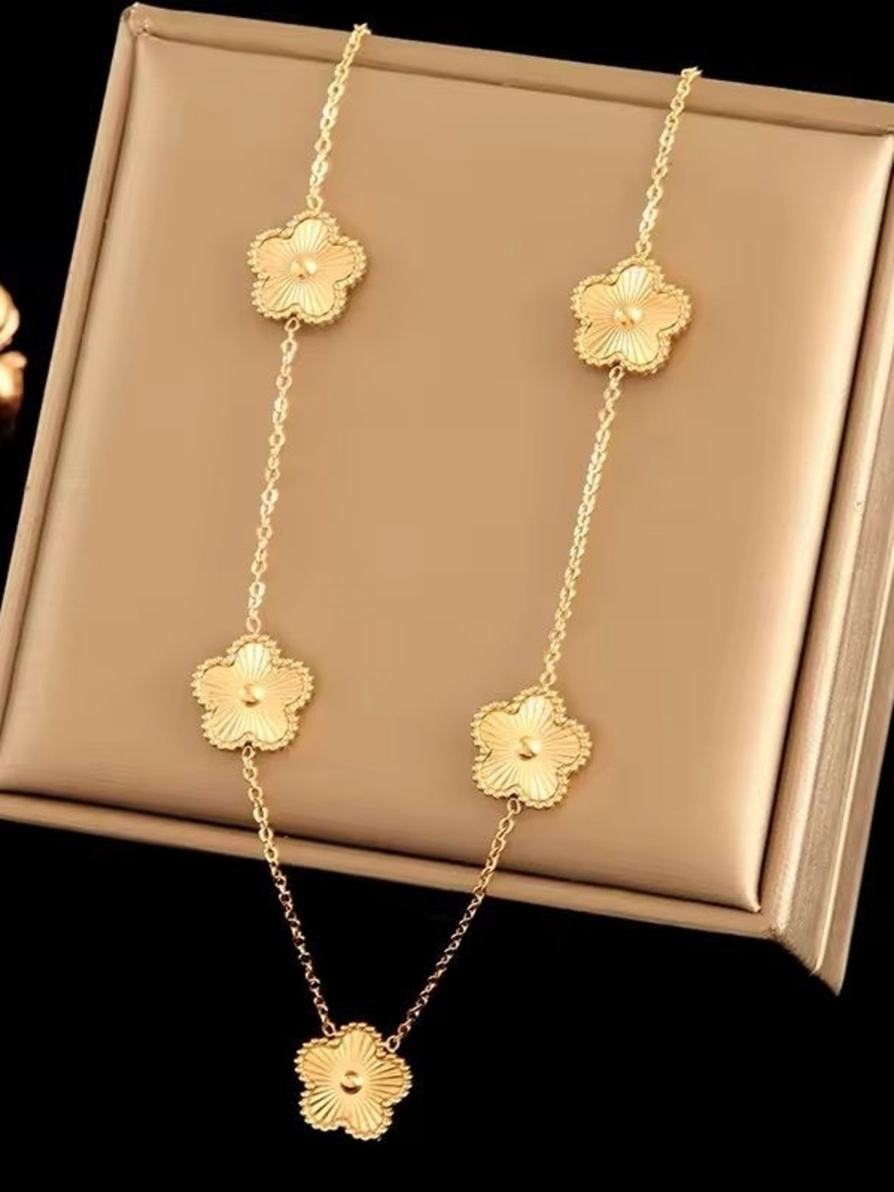 Gold Floral Station Fancy Necklace